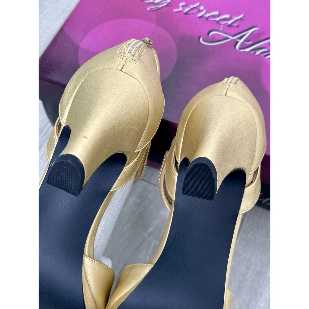 Easy Street Women's Flash Pumps Gold Satin - 10 Wide